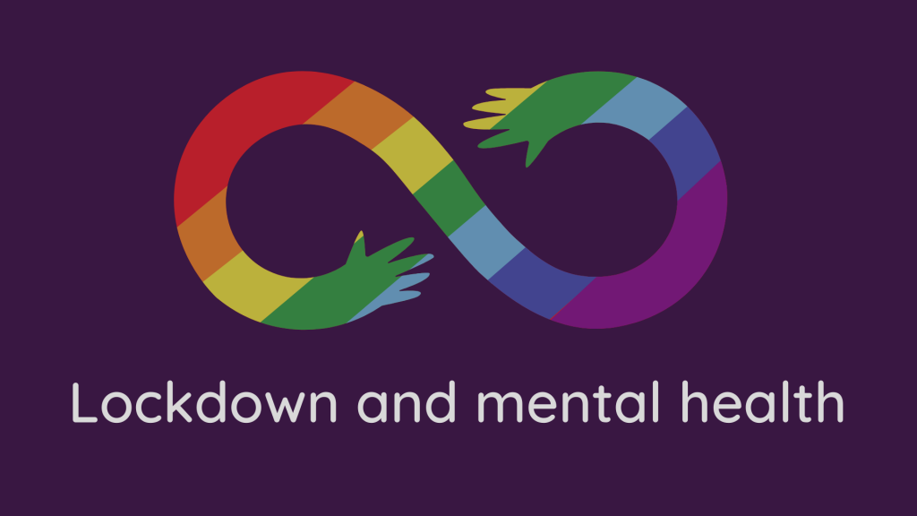 LHL_2020_002a: Dark purple background with an image of four jigsaw pieces, and the text 'Lockdown and mental health'.  ; 